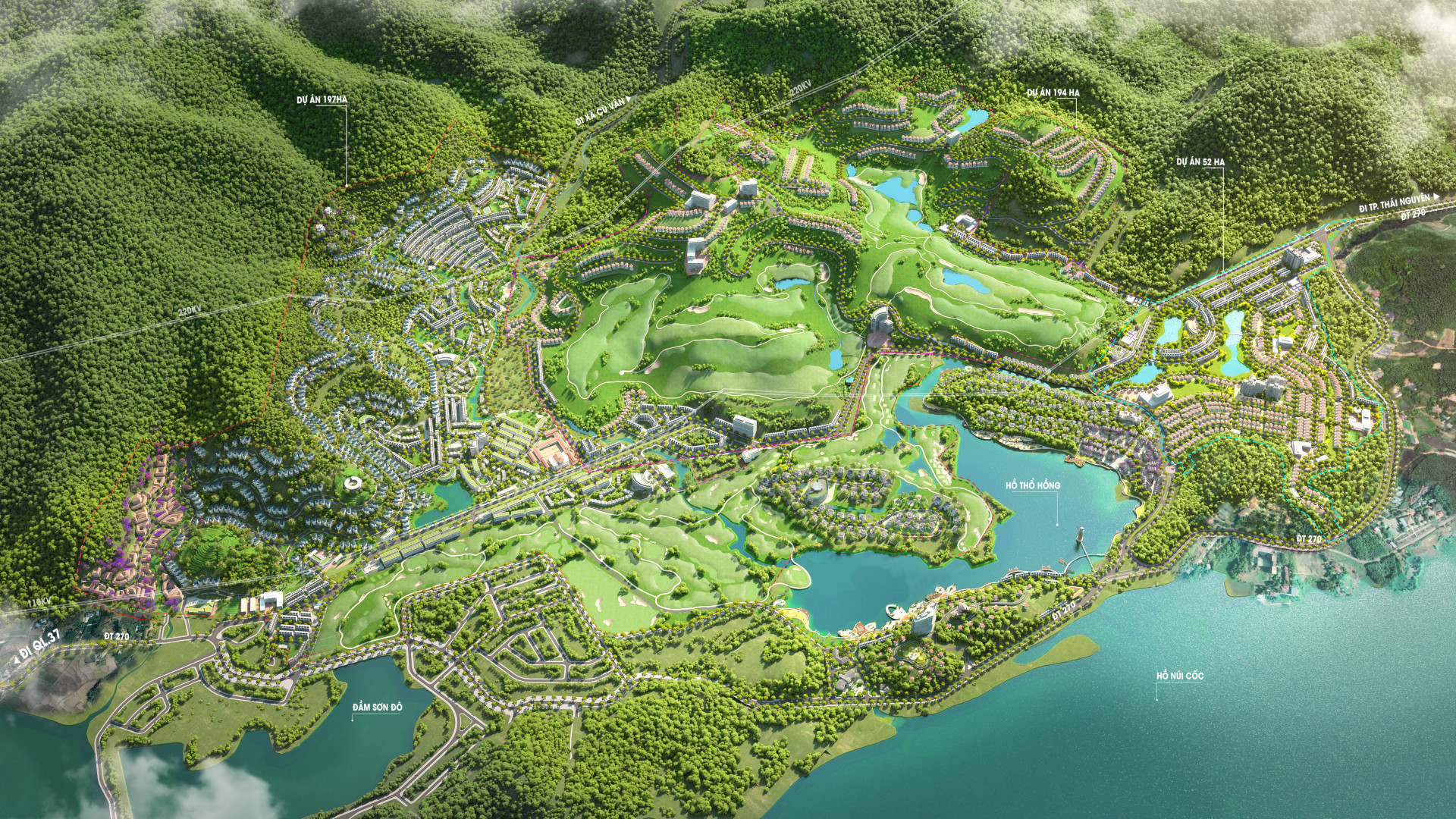 Toàn cảnh sân golf Tân Thái